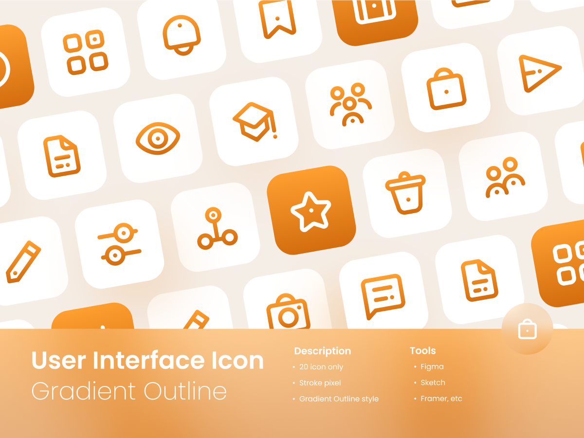 User Interface Icon Set Gradient Outline Style