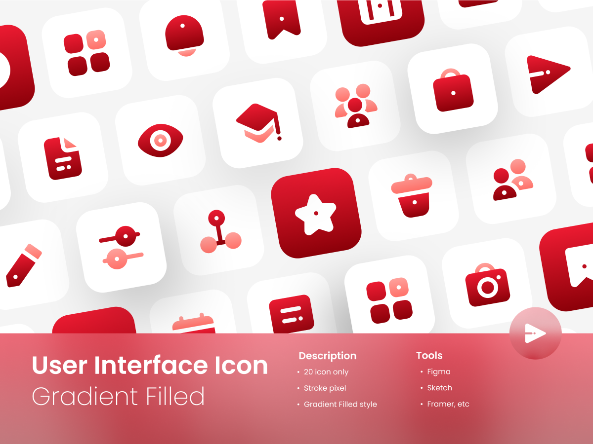 User Interface Icon Set Gradient Filled Two-Tone Style