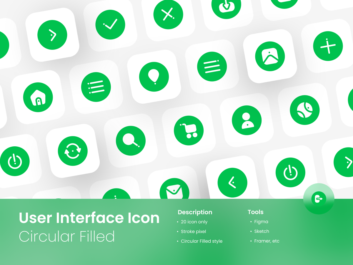 User Interface Icon Set Circular Filled Style