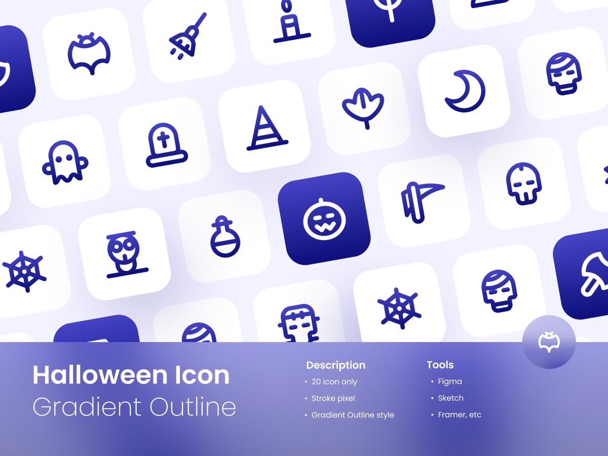 Halloween Icon Set Gradient Outline Style