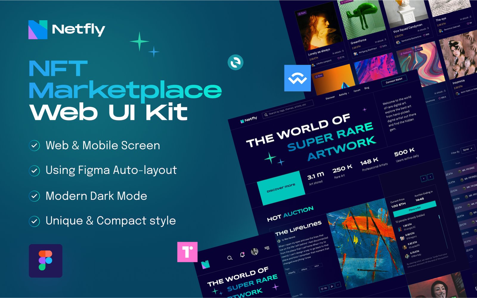 Netfly - NFT Marketplace Web UI Design Kit