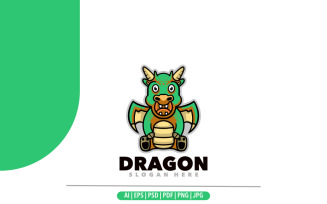 Baby dragon mascot cartoon logo design illustration