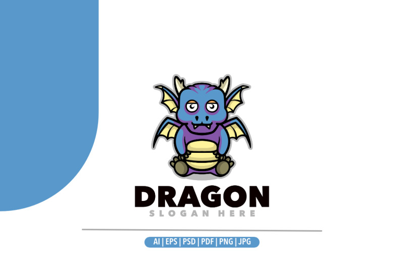 Baby dragon mascot cartoon logo design Illustration