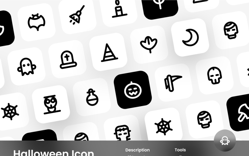 Halloween Icon Set Outline Style