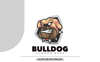 Bulldog head shield mascot logo for sport and gaming design