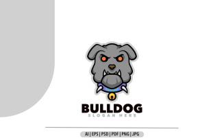 bulldog mascot head angry logo design