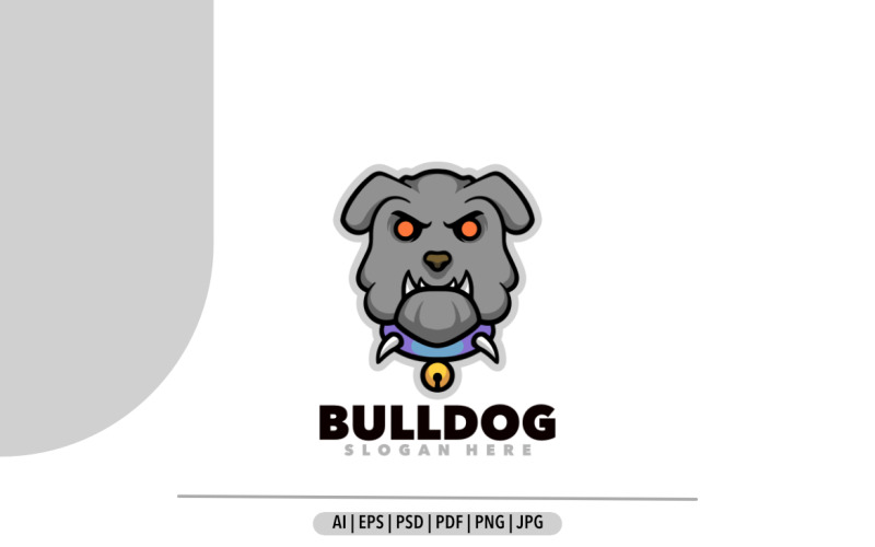 bulldog mascot head angry logo design Logo Template