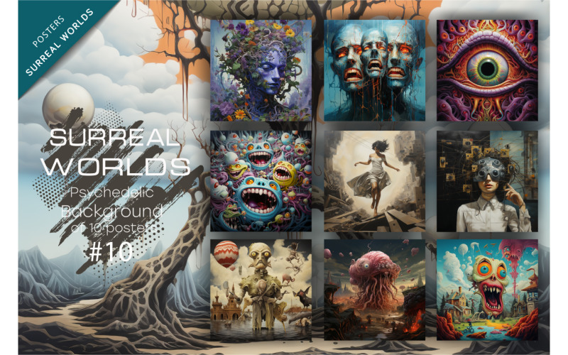 Bundle Surreal worlds 10. Psychedelic. Illustration