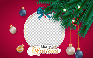 christmas photo frame and christmas frame with pine branch christmas ball and star style