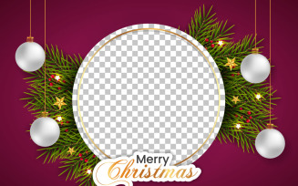 christmas photo frame and christmas frame with pine branch christmas ball and star