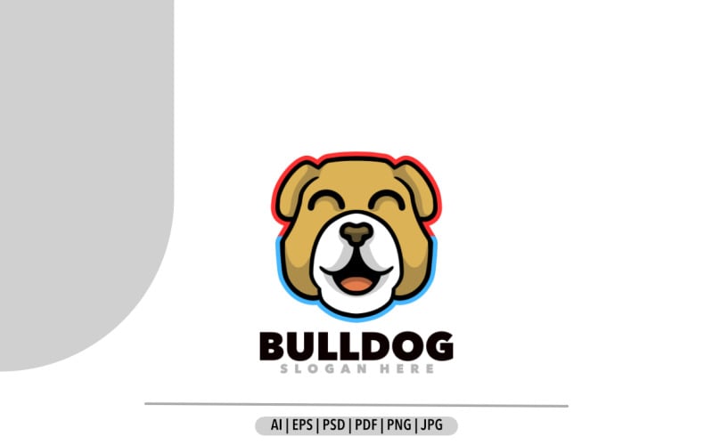 Cute Bulldog mascot cartoon logo design illustration Logo Template