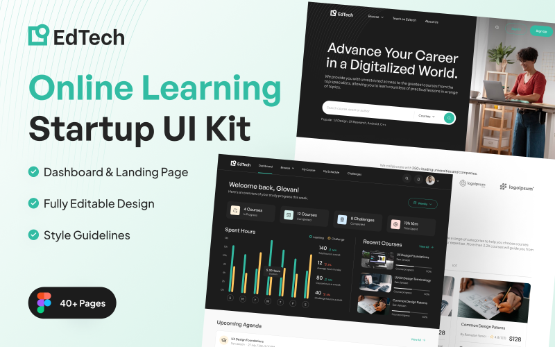 EdTech - Online Learning Startup Web UI Kit UI Element