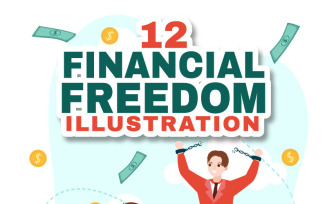 12 Financial Freedom Vector Illustration