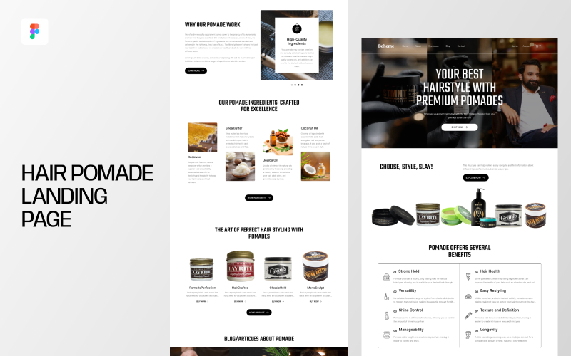 Hair Pomade Landing Page Template UI Element