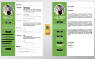 Professional Green Resume with Cover Letter Template