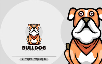 Bulldog mascot cartoon logo design illustration design template