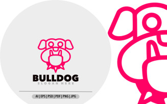 Bulldog red line symbol logo design illustration