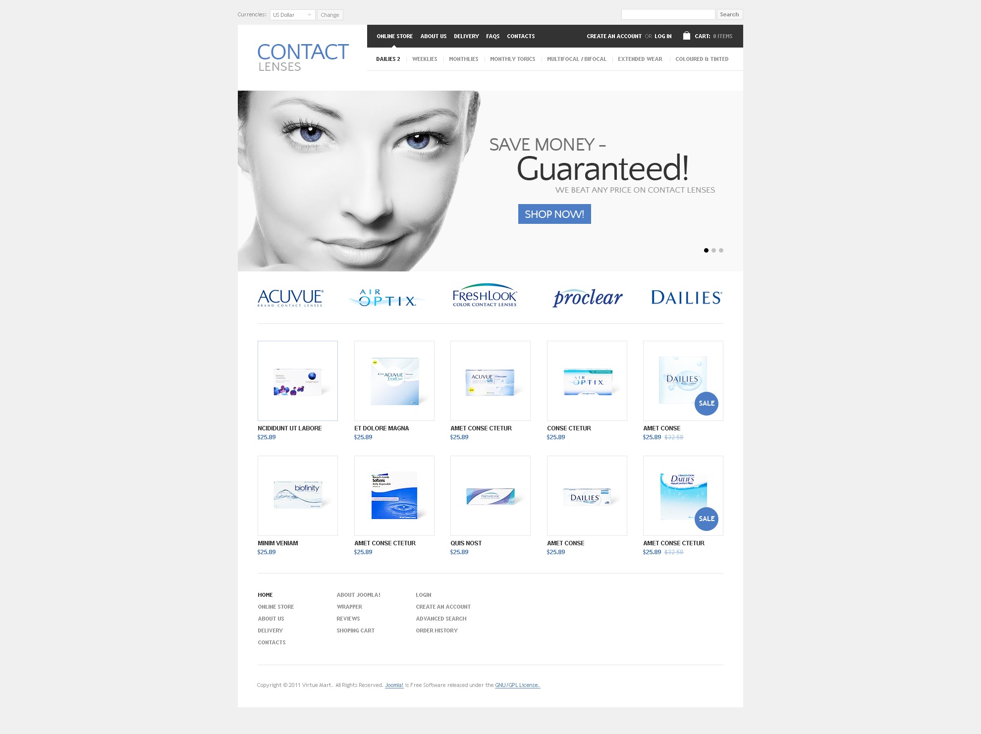 Contact Lenses VirtueMart Template 36904