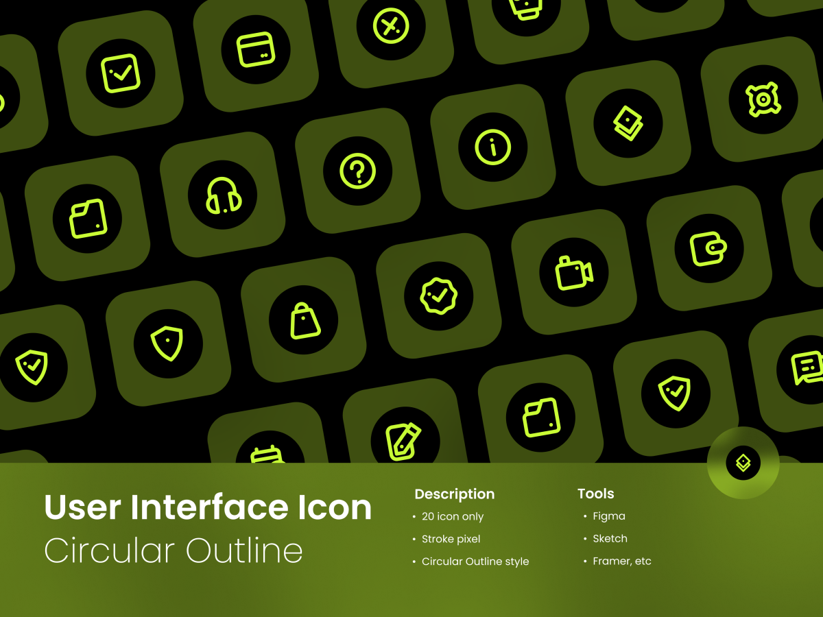 User Interface Icon Set Circular Outline Style