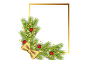 Merry christmas photo frame and christmas frame with pine branch christmas ball and star idea
