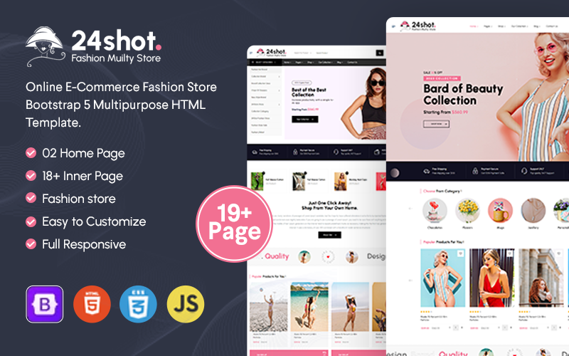 24shot Women's E-Commerce Fashion Store and Bootstrap Template Website Template