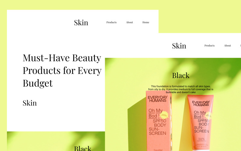 Skin - Favorable beauty product UI Element