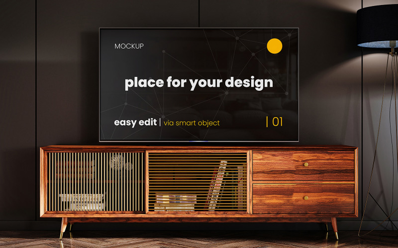 Tv Screen in Living Room Mockup Product Mockup