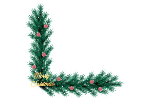 Christmas photo frame and christmas garland corner with pine branch christmas ball