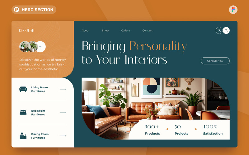 Decolab - Home Decor Hero Section Figma Template UI Element