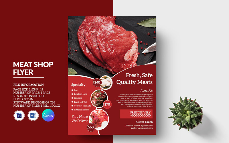 Meat Shop Flyer / Butcher Shop Flyer Template Corporate Identity