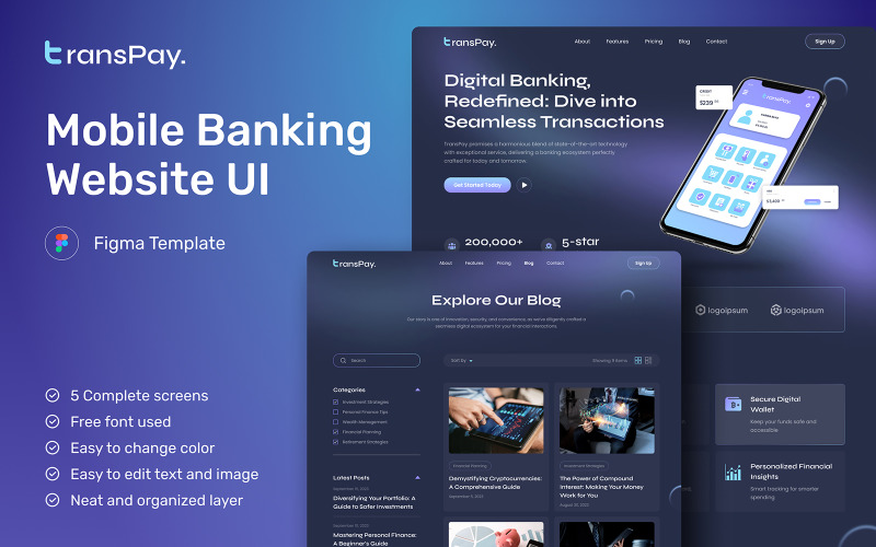 TransPay - Mobile Banking Website UI Element