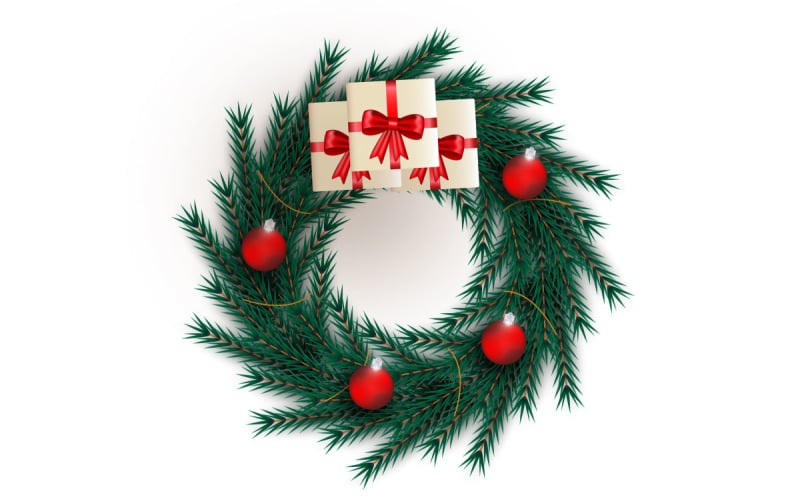 Christmas wreath decoration . wreath vector with leave Illustration