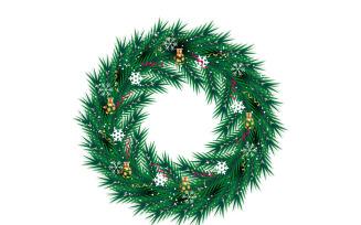Christmas wreath decoration . wreath vector with pine leaves, christmas ball concept