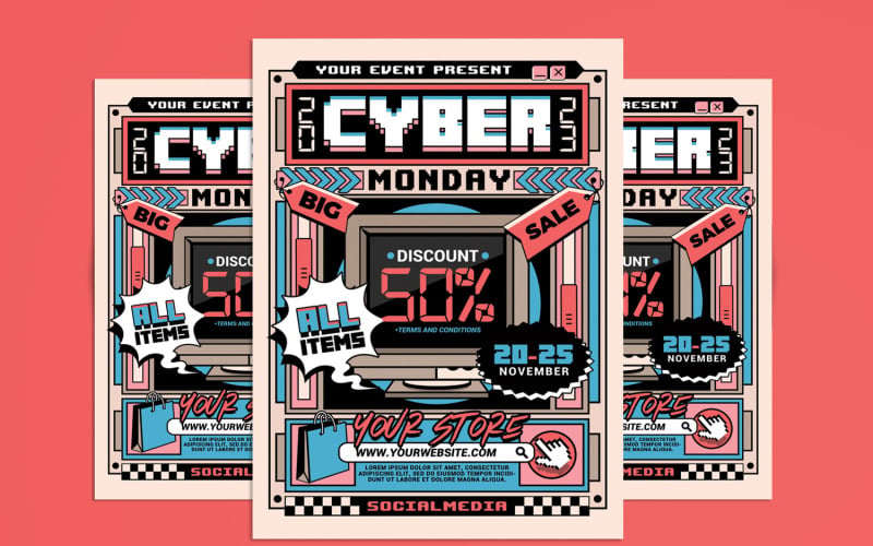 Cyber Monday Sale Event Flyer Template Corporate Identity