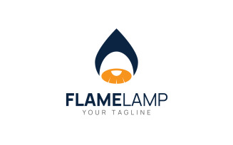Flame lamp light logo design template