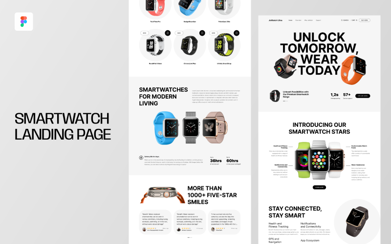 Smartwatch Landing Page Template UI Element