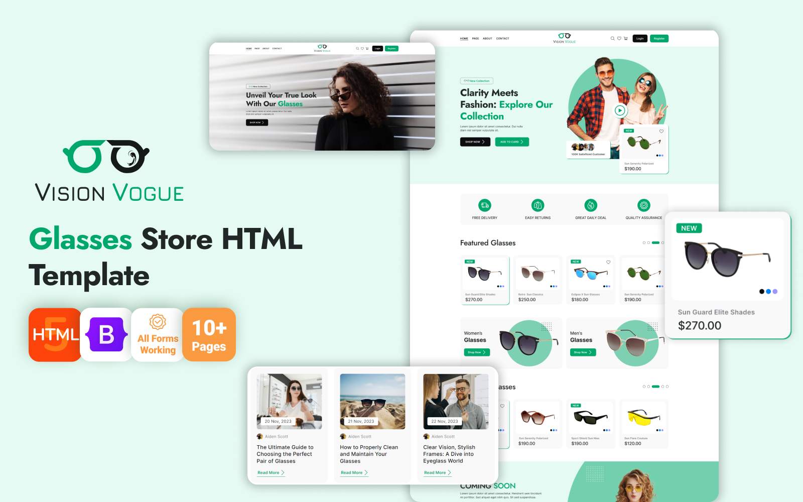 Vision Vogue - Eye Glasses Store eCommerce HTML Website Template