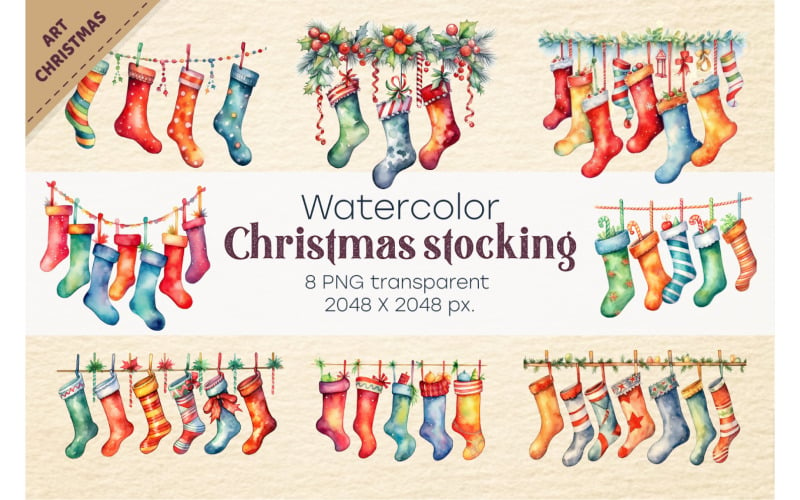 Christmas stocking garland. PNG, Clipart. Illustration