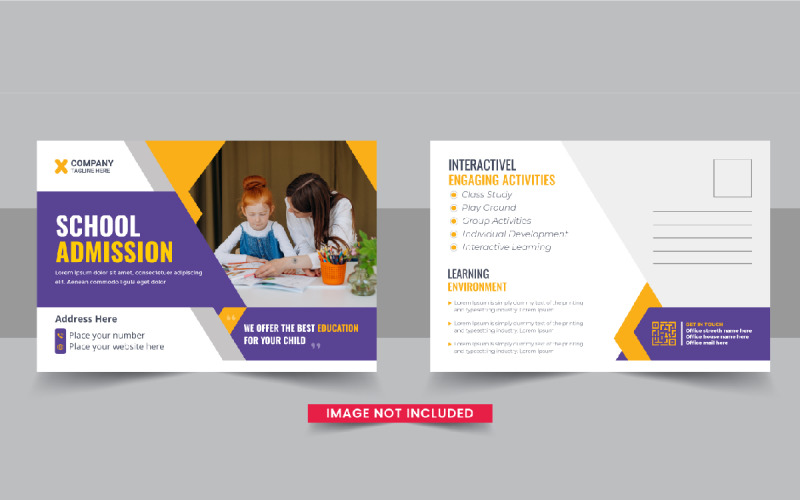 Kids back to school education admission postcard, School admission eddm postcard design template Corporate Identity