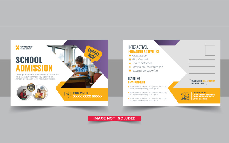 Kids back to school education admission postcard, School admission eddm postcard template Corporate Identity