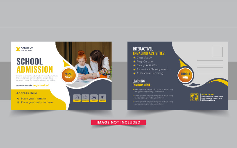 Kids back to school education admission postcard, School admission eddm postcard Corporate Identity