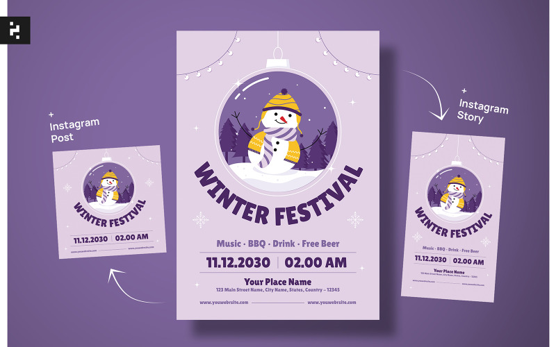 Modern Winter Festival Flyer Corporate Identity