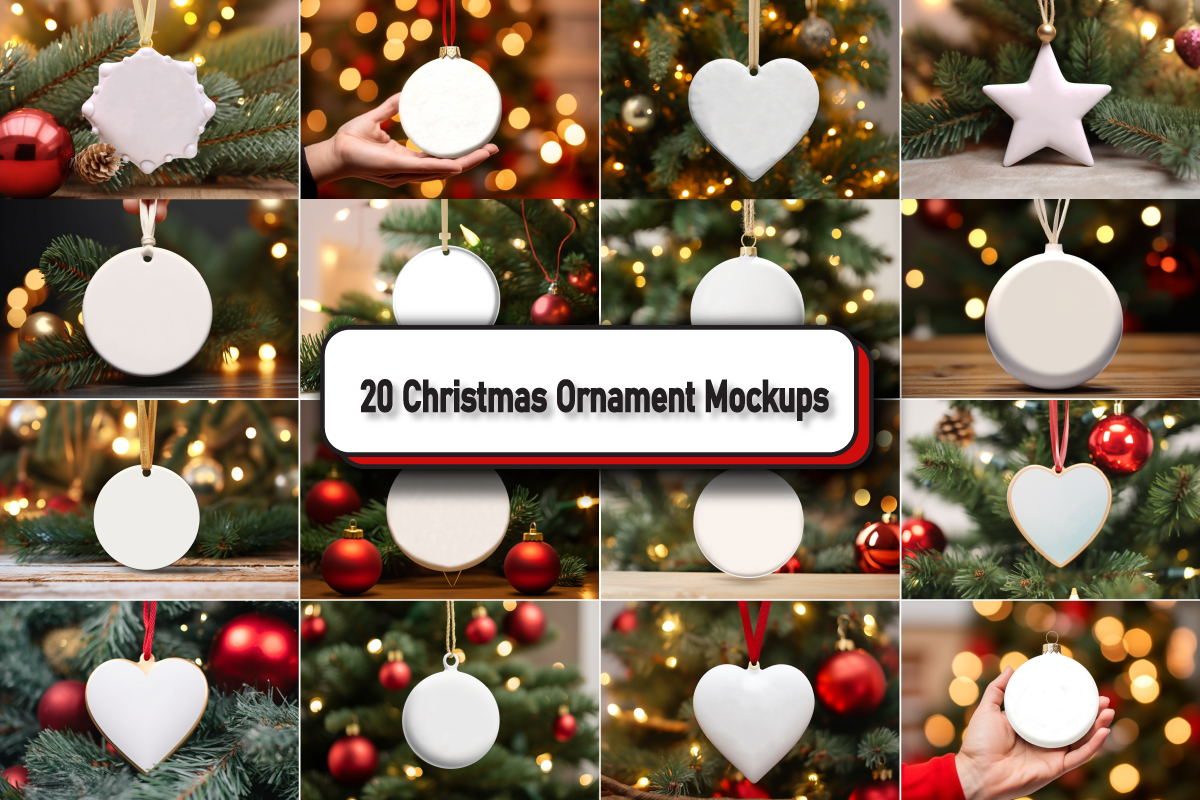 20 Christmas Ornament Mockup Bundle