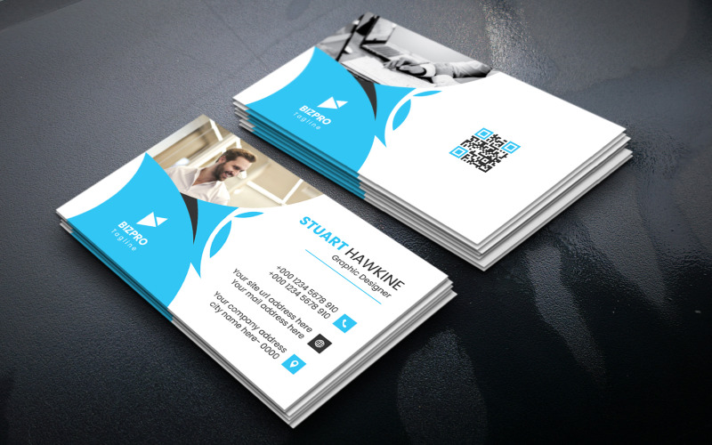Corporate double-sided business card layout design. Corporate Identity