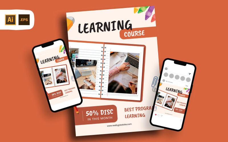 Learning Course Promotion Flyer Template Corporate Identity