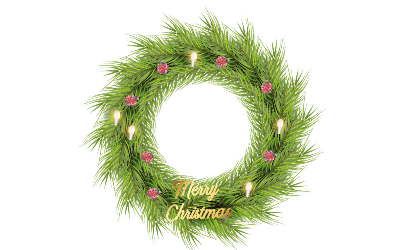 christmas wreath vector design merry christmas text card Illustration