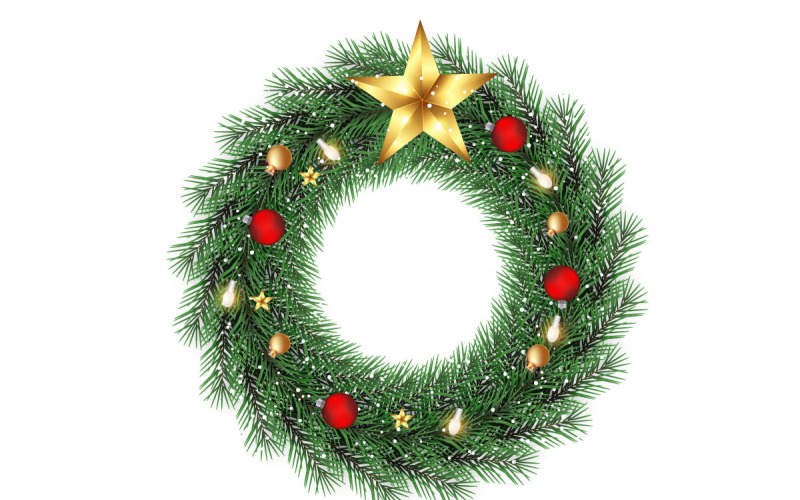 christmas wreath vector design merry christmas text for xmas greeting card style Illustration