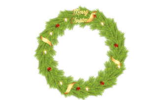 christmas wreath vector design merry christmas text