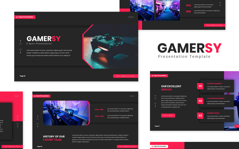 Gamersy - E Sport Powerpoint Template PowerPoint Template