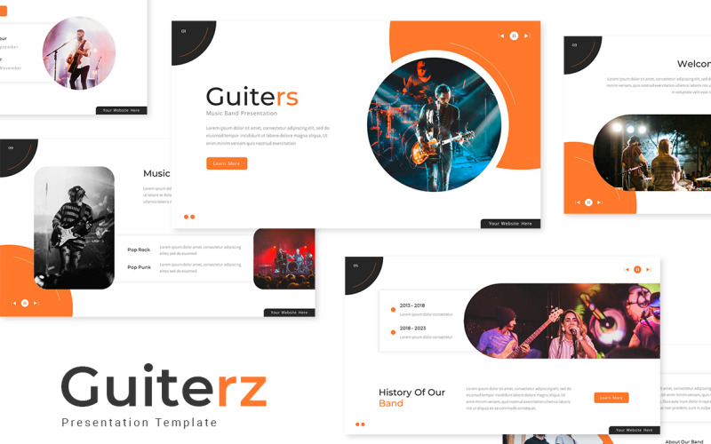 Guiters - Music Band Powerpoint Template PowerPoint Template